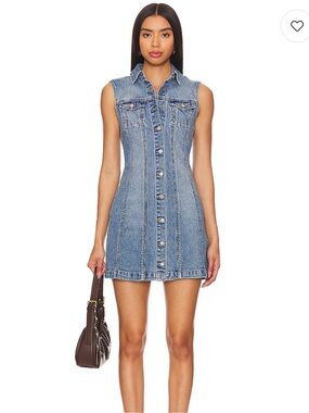 Revolve Abrand Denim Jean Dress Women's Sleeveless Button Down Dress Large